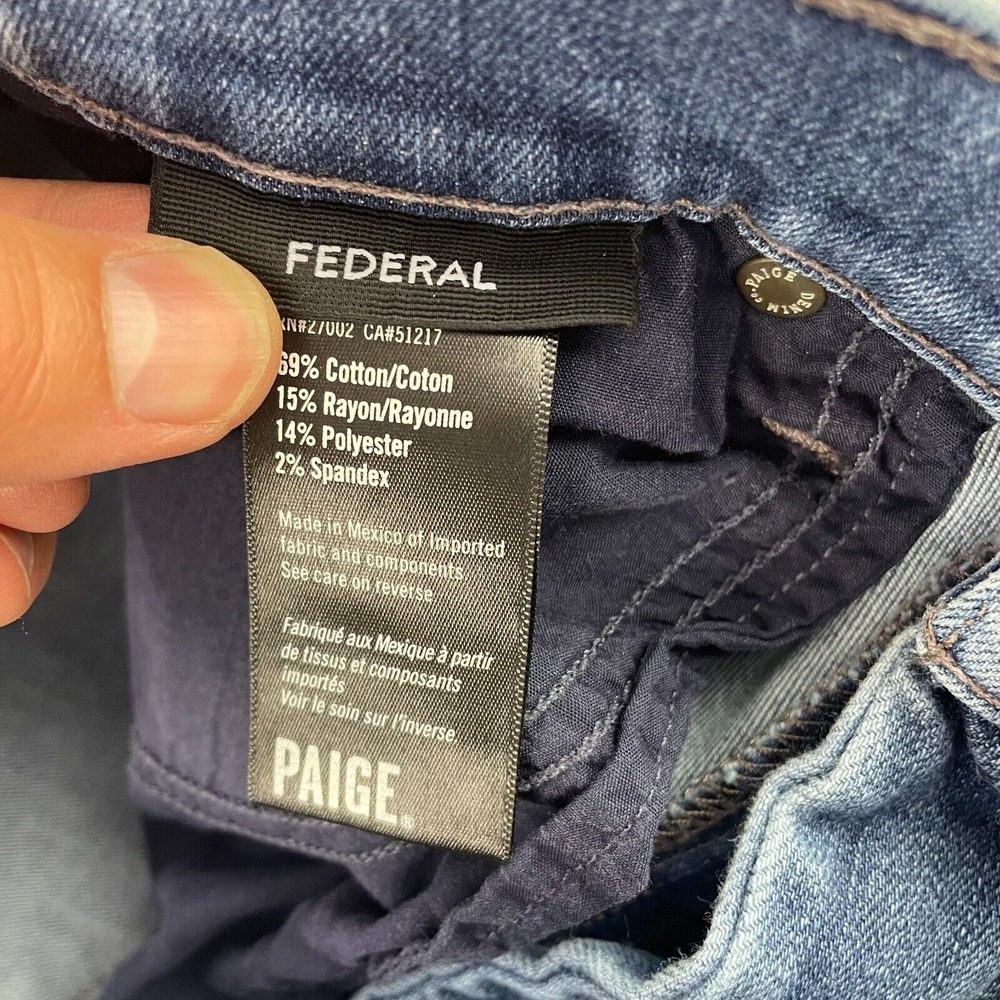 PAIGE Federal Jeans Men 31x29 Vinton Blue Slim Straight‎ Fit Denim Designer $200 - Picture 3 of 9